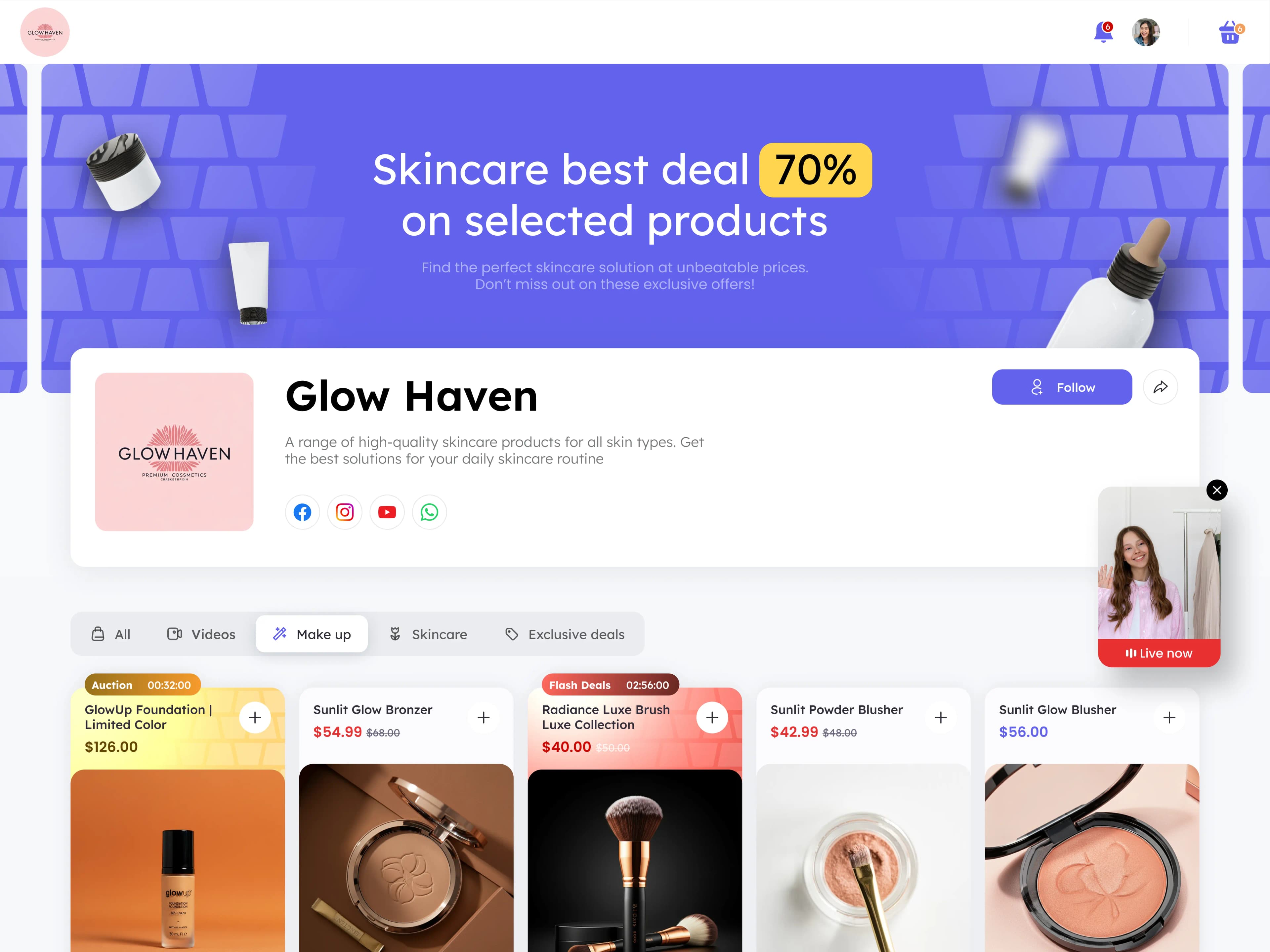 Branded shop & product cards